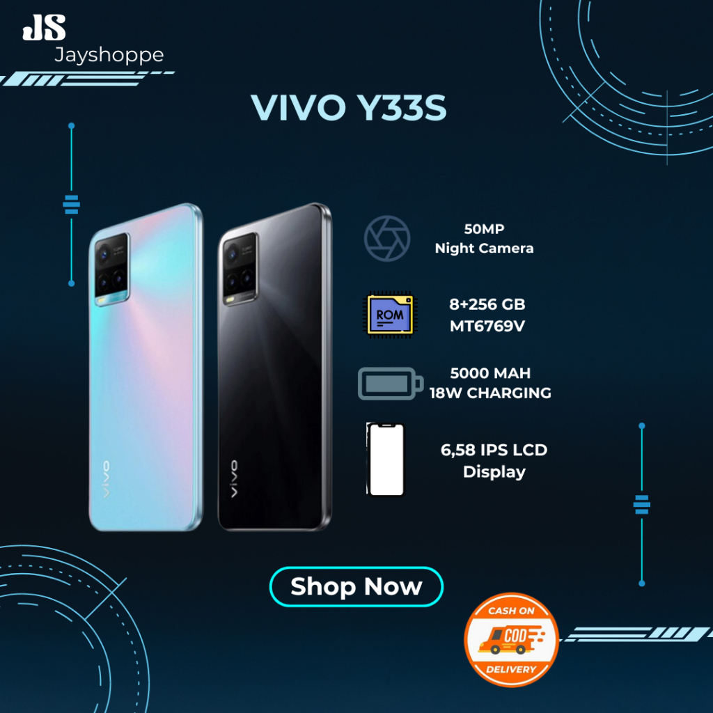hp vivo y33s ram 8/256gb new layar lebar 6.58 inci
