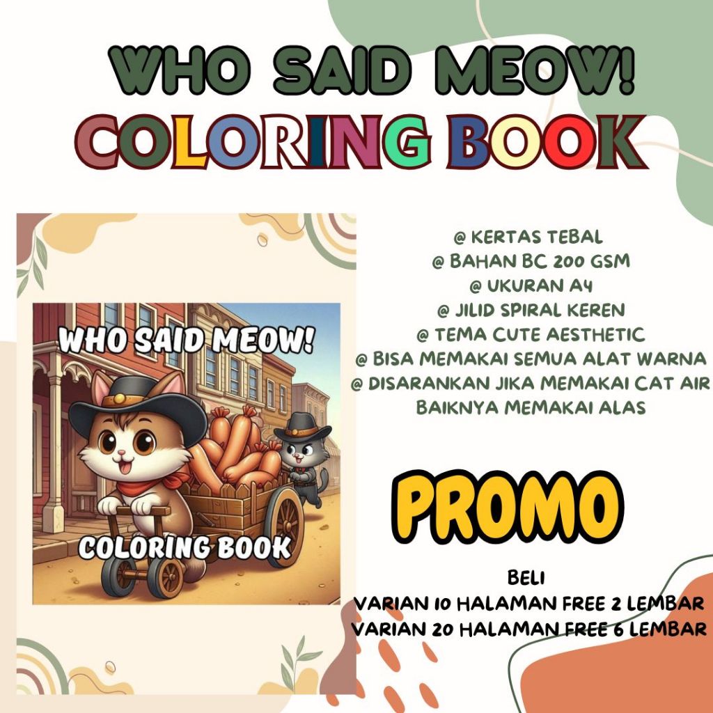 

WHO SAID MEOW Coloring Book Buku Mewarnai Menggambar Sketsa Gambar Anak Dewasa Kertas A4 Tebal Bagus