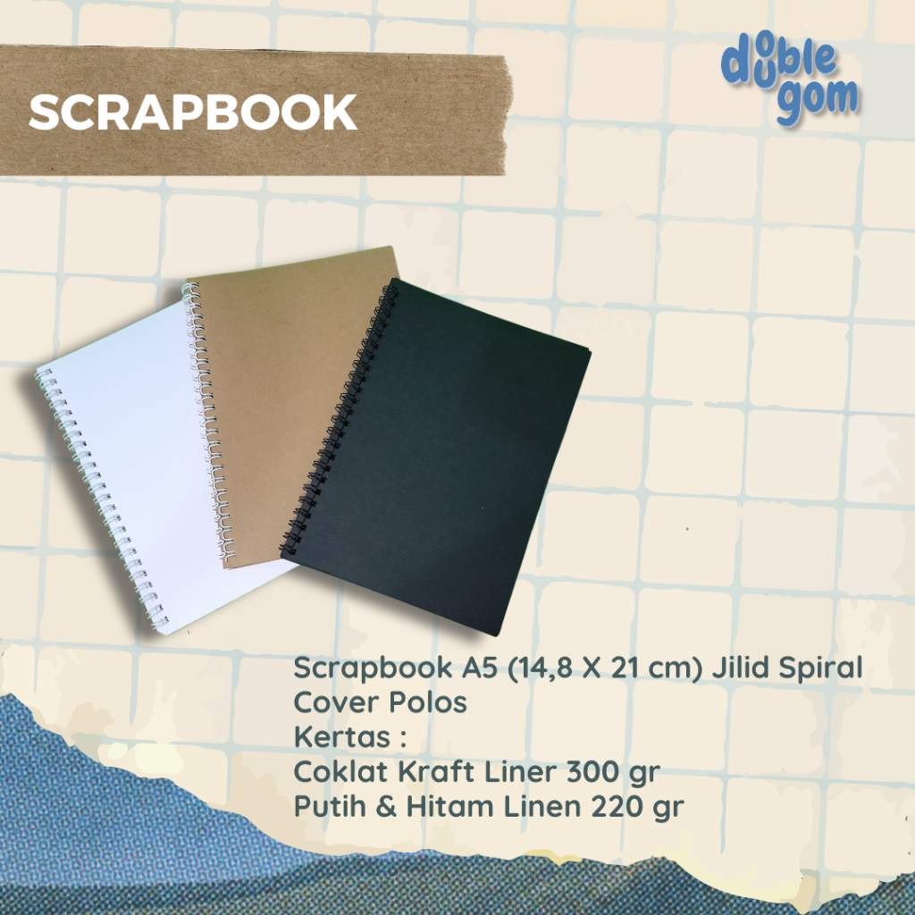 

DOUBLE GOM - SCRAPBOOK A5 JOURNALING SPIRAL KRAFT LINEN