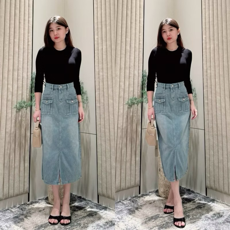 Lucky fashion 252 skirt jeans Hw || skirt jeans import || rok terbaru