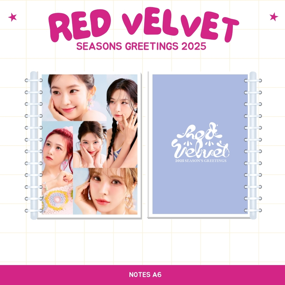 

A6 NOTES RED VELVET SEASONS GREETINGS 2025 (ISI 40 HVS + COVER LAMINASI 2 SISI) BUKU NOTE NOTEBOOK TANDA TANGAN TTD KPOP IDOL KOREA PREMIUM MURAH UNOFFICIAL IRENE SEULGI WENDY JOY YERI READY STOCK !