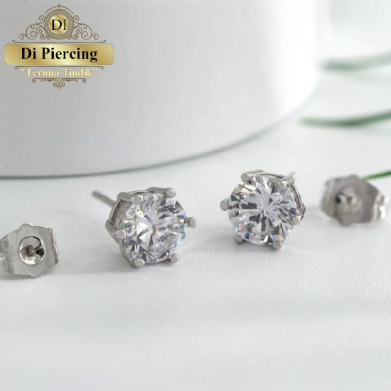 Anting Tindik Permata wanita dan Pria viral 1 pasang/Anting tusuk berlian/Anting Tindik kpop/Anting 
