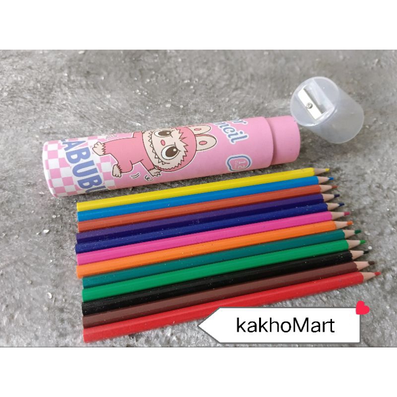 

Pencil warna labubu tabung isi 12pcs +free rautan