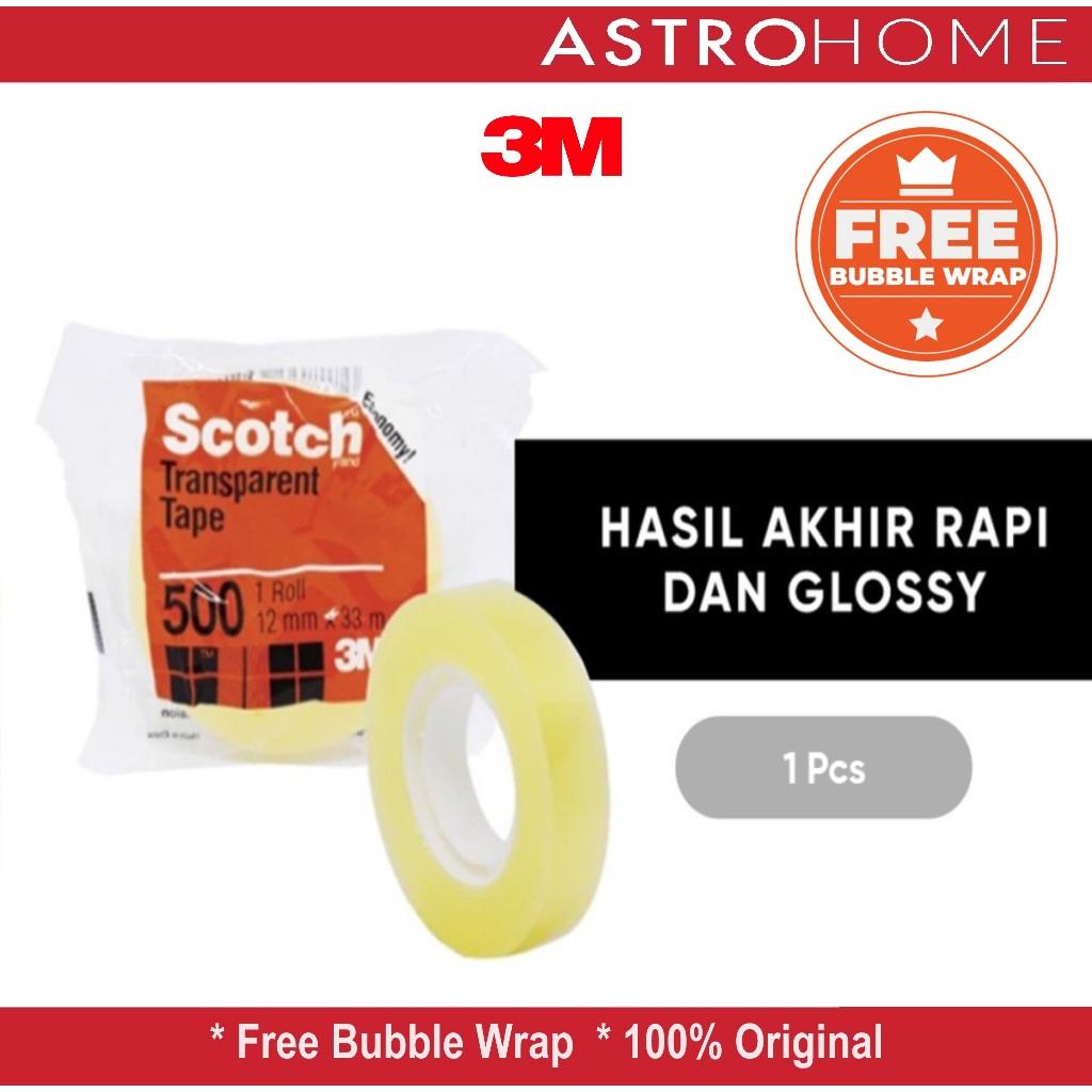 

Isolasi Selotip Lakban Bening Transparan Scotch 3M Transparent Tape 500 S (1/2 Inc x 36 Y / 12 mm x 33 M)