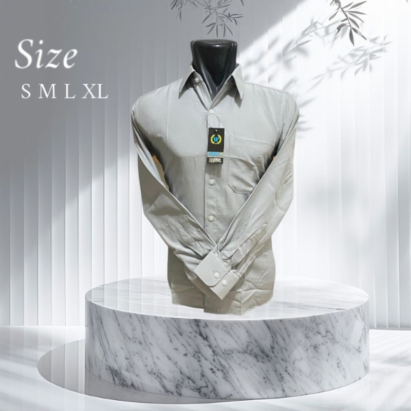 Kemeja Abu Muda(SILVER)_Kemeja Polos Tangan Panjang_Kemeja Pria