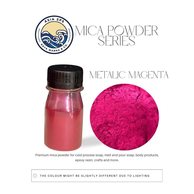 

Bubuk Mika Pigment MAGENTA METALIC Powder Serbuk Dekorasi Otomotif Resin Sablon Slime (15g)