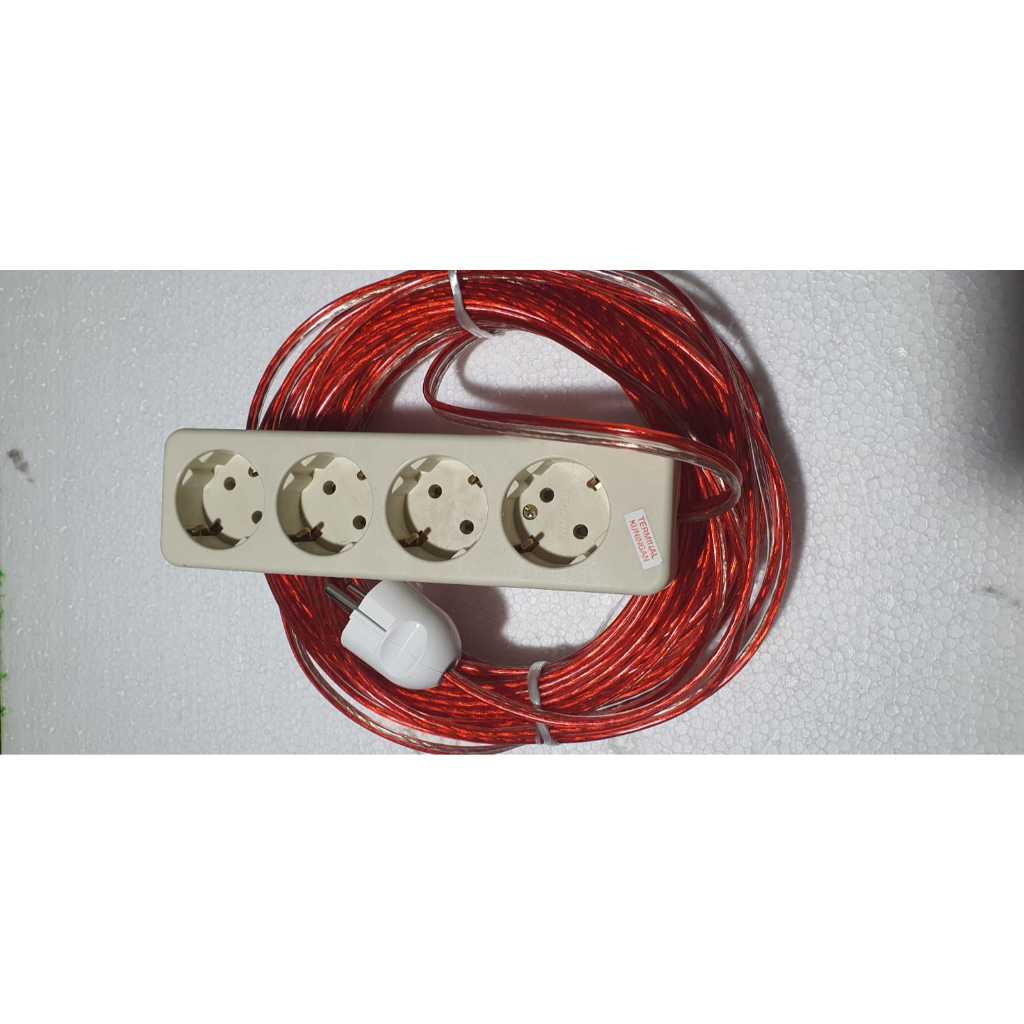ROLL KABEL RAKITAN STOP KONTAK MERK UTICON 1 2 3 4 LUBANG KABEL TRANSPARAN 20 METER