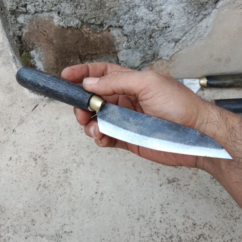 pisau dapur baja asli, SUPER LANDEP KORIPAN DELANGGU, gagang hitam tanggung pisau jawa