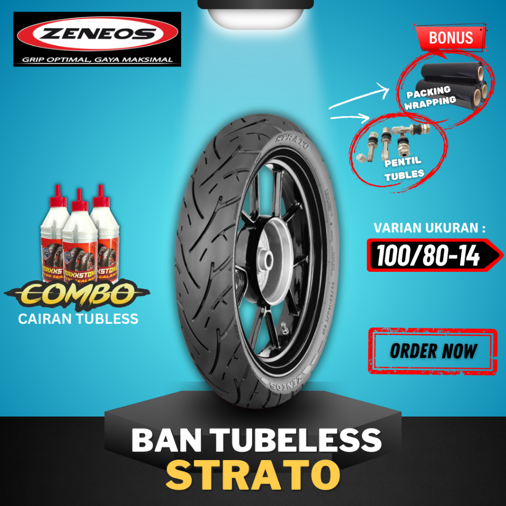 PROMO [READY COD] BAN ZENEOS STRATO RING 14 100/80-14 / BAN TUBELESS ZENEOS RING 14 / BAN MOTOR