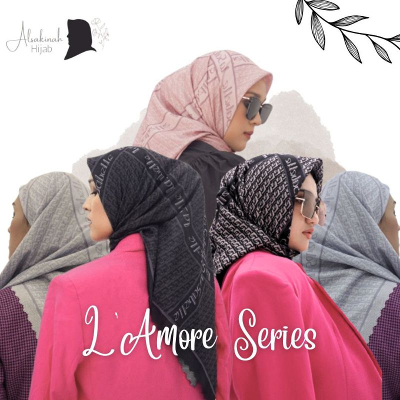 HIJAB KERUDUNG SEGI EMPAT MOTIF LASABELLE L' AMORE SERIES VOAL PREMIUM BESTSELLER TERMURAH