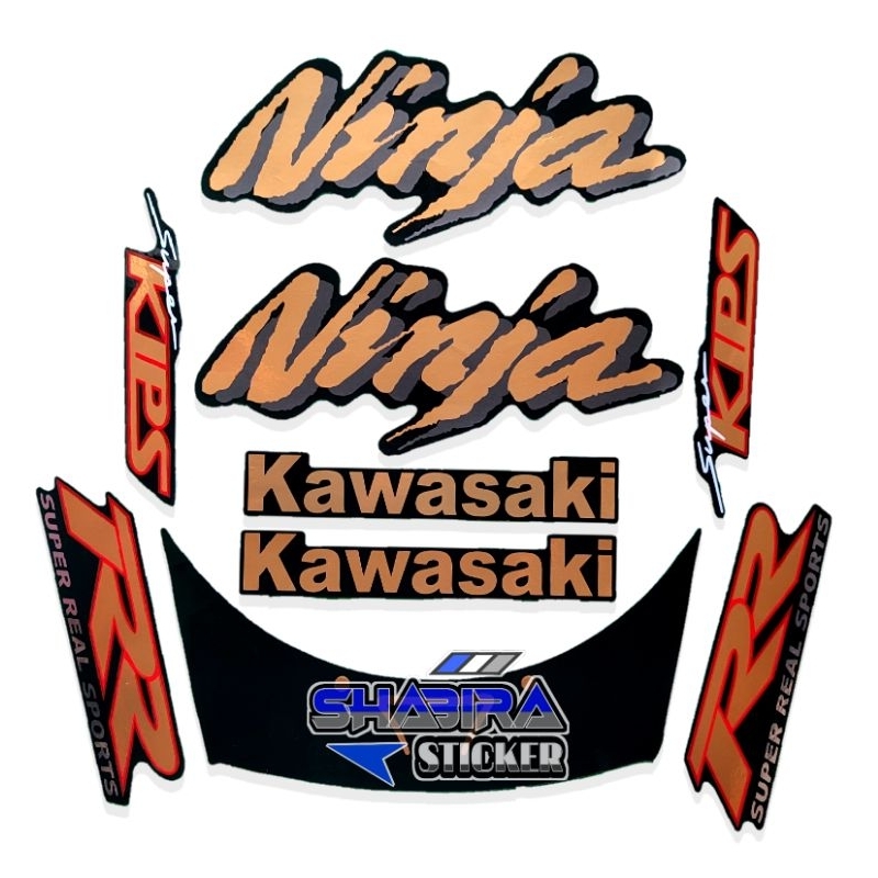 STIKER STRIPING LIS LES POLET BODY MOTOR KAWASAKI NINJA RR OLD 2008 HITAM FULLSET