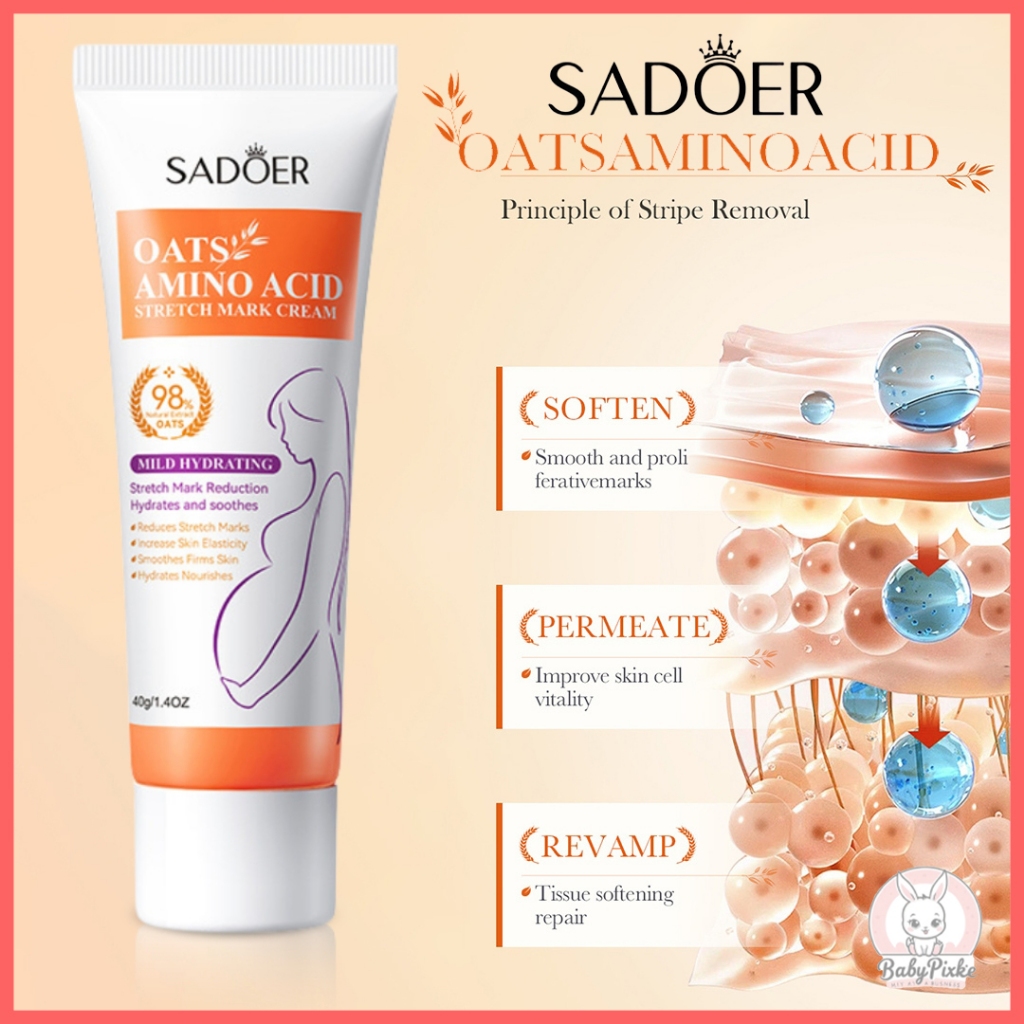 SADOER Oats Amino Acid Stretch Mark Cream Krim Penghilang Stretchmark Permanen - XX059