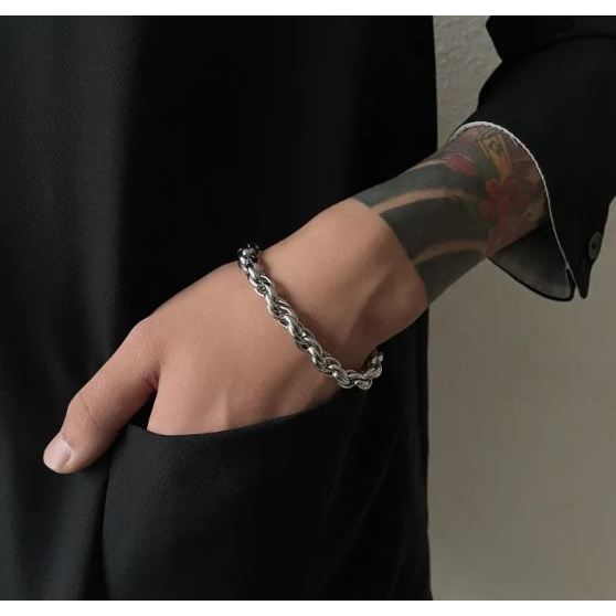 MURAH - Gelang Model Tali Tambang Stainless Stell Pria /Gelang Besi Rantai Tambang Pria