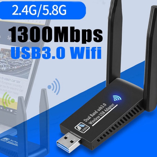 KI3 ESC WiFi USB 13Mbps Adaptor USB Nirkabel Dual Band 2458 GHz Penerima Eksternal USB 3 Kartu Nirka