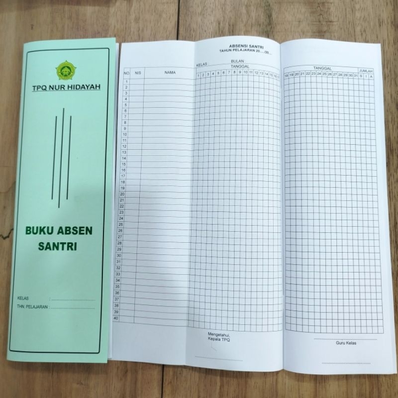 Buku Absen siswa sekolah santri TPQ TPA Madin dll