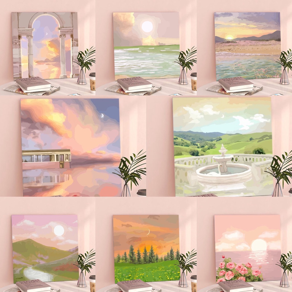 

KODE J4X Paint By Number 2x2 Nature Series DIY Painting Kit Canvas Paint Kit Digital Aesthetic Kanvas Lukis