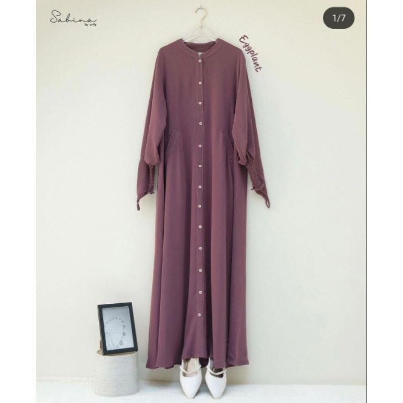 Abaya Madeena Sabina by Selly Mina Anti UV Eggplant