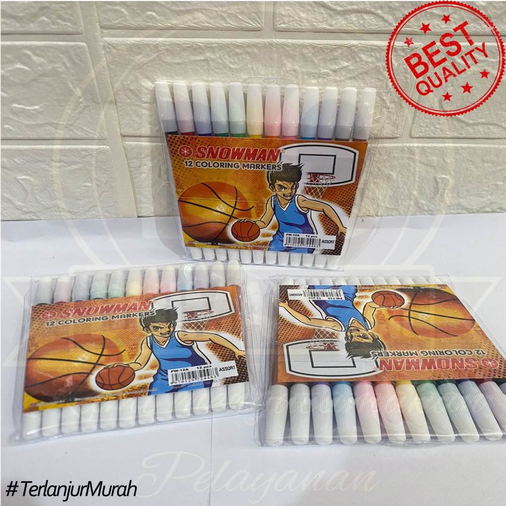 

Spidol set 12 warna snowman / spidol lecil warna