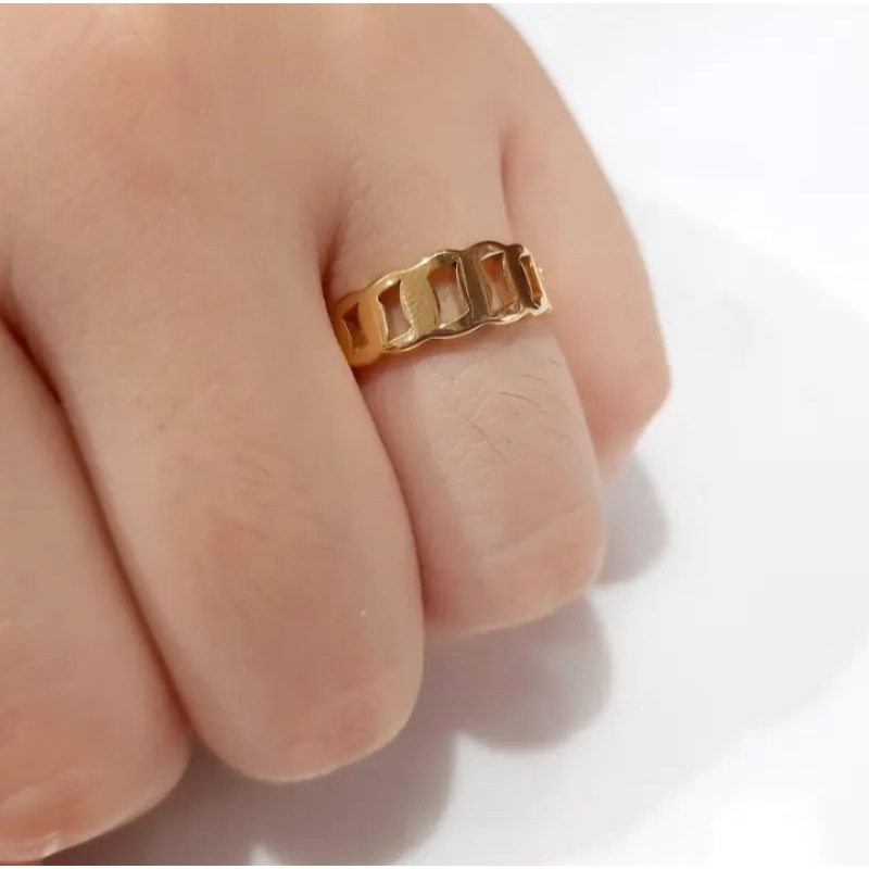 Cincin Titanium Rantai Original Anti Karat Tidak Mudah Luntur selamanya perhiasan wanita dewasa