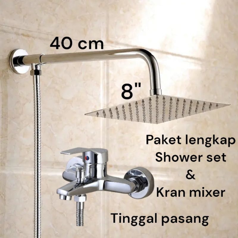 Shower set tanpa bobok tembok - shower set panas dingin kran mixer - kran cabang