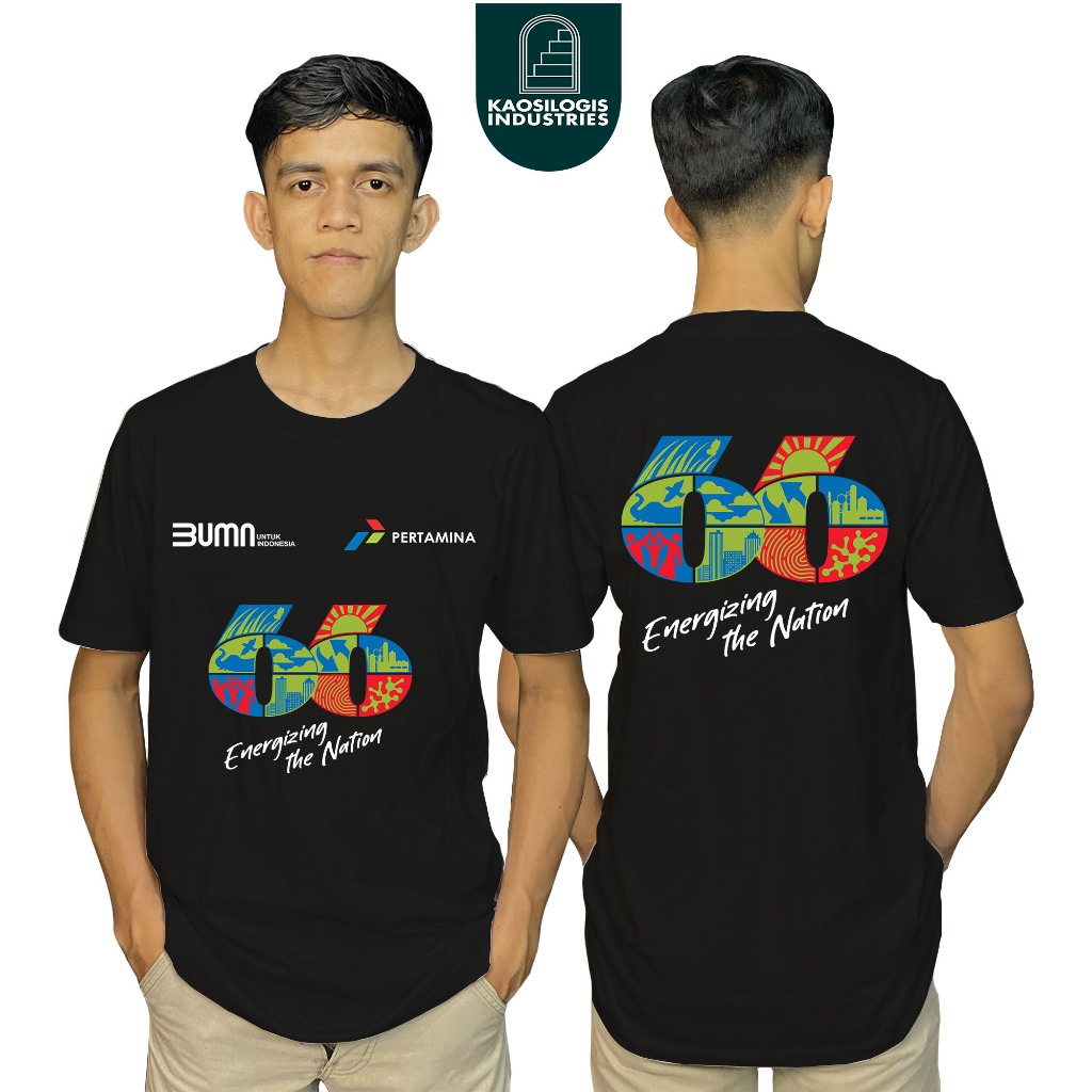 Kaos Hut Pertamina 66 tahun 2024 Energizing The Nation Spesial Cotton Combed 30s NC Sablon DTF Kaosi