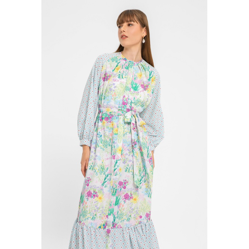 NADA PUSPITA X COTTON INK DRESS - green flower zanella