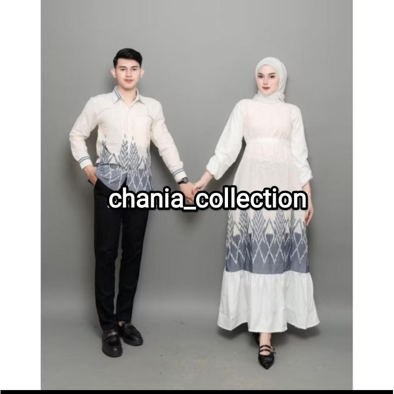 BAJU COUPLE TENUN- CEMARA NAVY WHITE - BAJU COUPLE KONDANGAN PHOTOSHOT MATERNITY PREWEDDING OUTFIT C