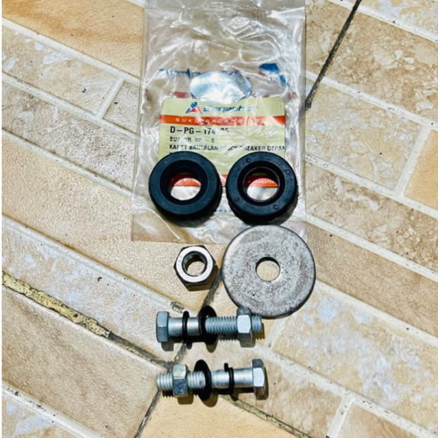 karet bantalan shock skok shockbreaker depan set mur ring bagian atas baut bagian bawah vespa px exc