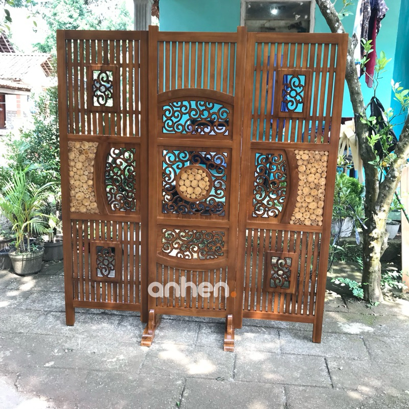 Sketsel Ruangan Bahan Kayu Jati / Penyekat Ruangan Kayu Jati / Partisi Ruangan Kayu Jati / Pembatas 