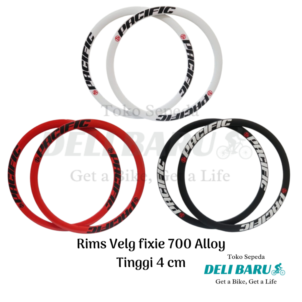 2Pcs Pacific Rims Velg ukuran 700c sepasang rim pelek tinggi 4 cm lingkar pelek fixie aloy double wa