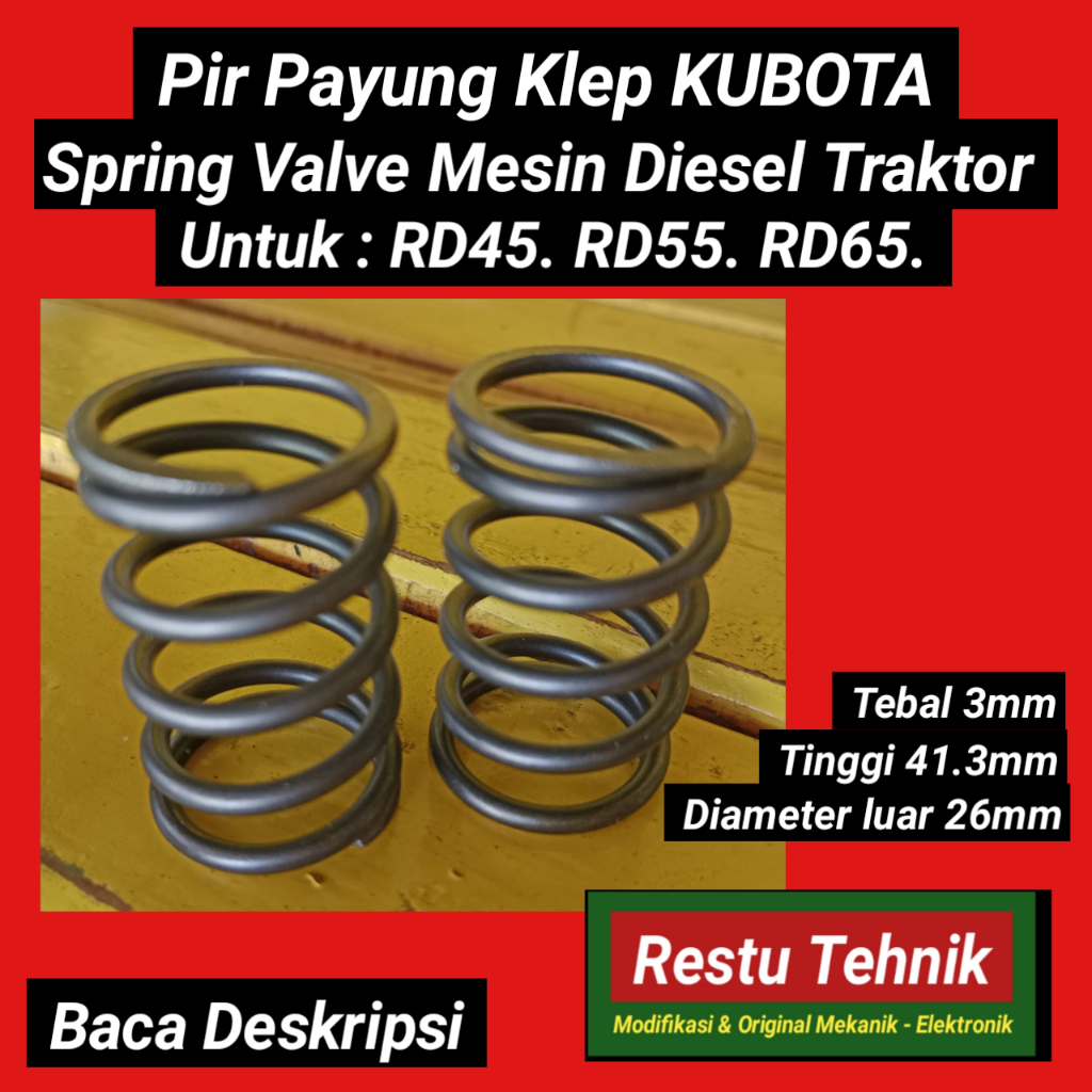 Pir Payung Klep KUBOTA RD 45. 55. 65 Spring Valve Mesin Traktor