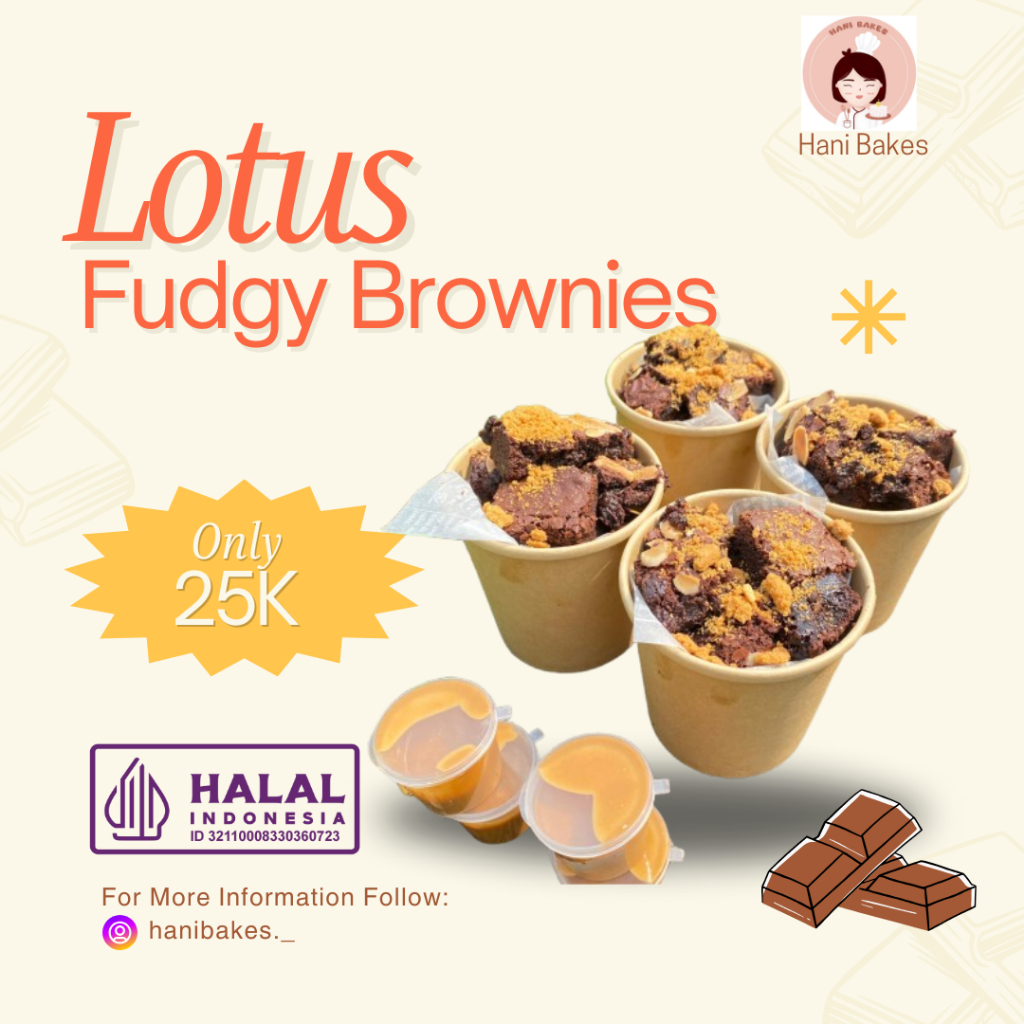 

LOTUS BROWNIES BITES! HALAL ID 3211000833036072 FUDGY BROWNIES BY HANI BAKES 12oz TERMURAH!!!!