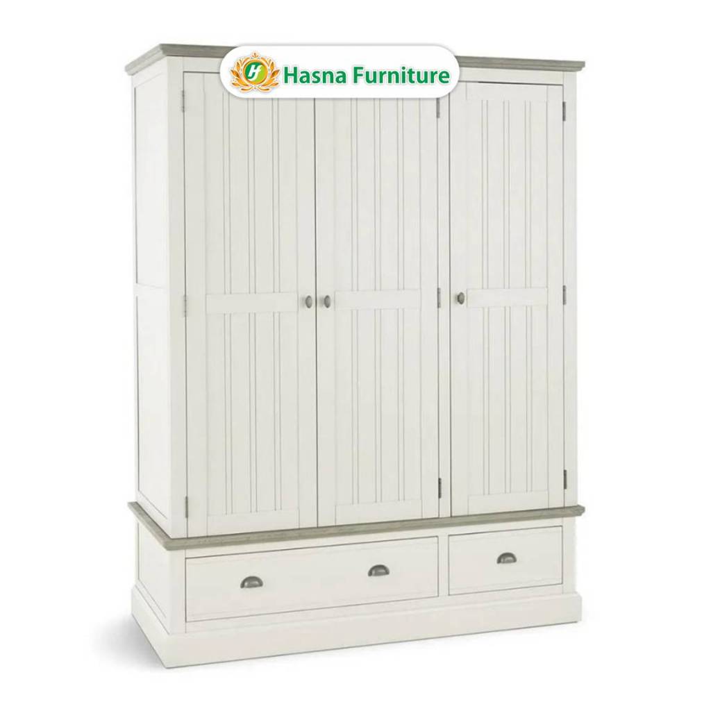 Lemari Pakaian Minimalis Modern Putih 3 Pintu