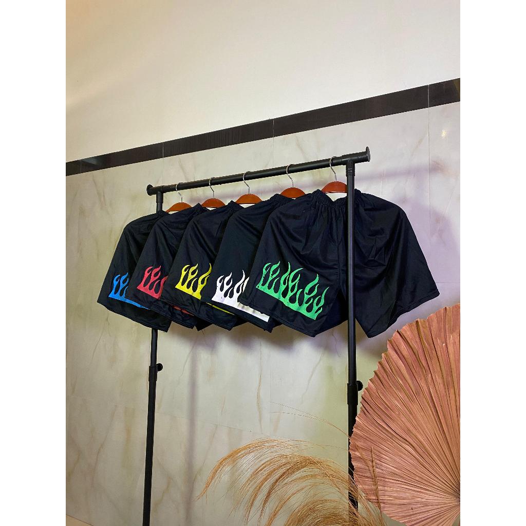 CELANA KOLOR PENDEK SABLON MOTIF API PRIA WANITA / CELANA KOLOR NYAMAN DAN SANTAI