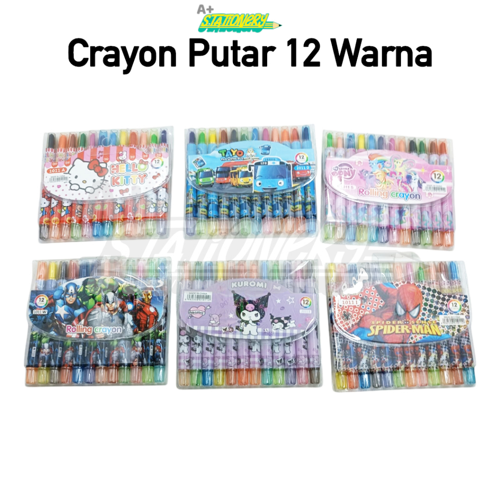 

[A+] Crayon Putar 12 Warna Pendek | Crayon Murah