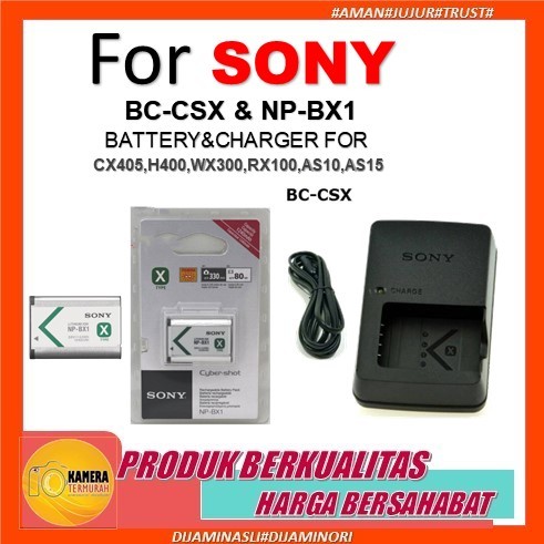 Baterai Sony Np-Bx1 for Charger Bc csx dsc H400 HX300 RX100 Batre RX1 WX300 HDR as15 as10 CX405 HX35