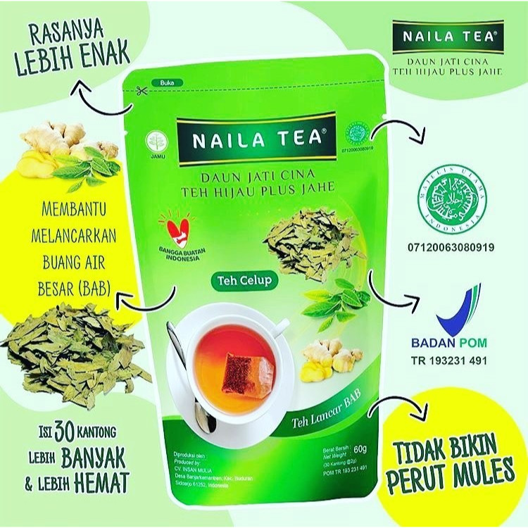 NAILA TEA Teh Jati Cina Peluntur Lemak Diet Detox Slimming Tea Teatox Pelangsing AMAN HALAL BPOM