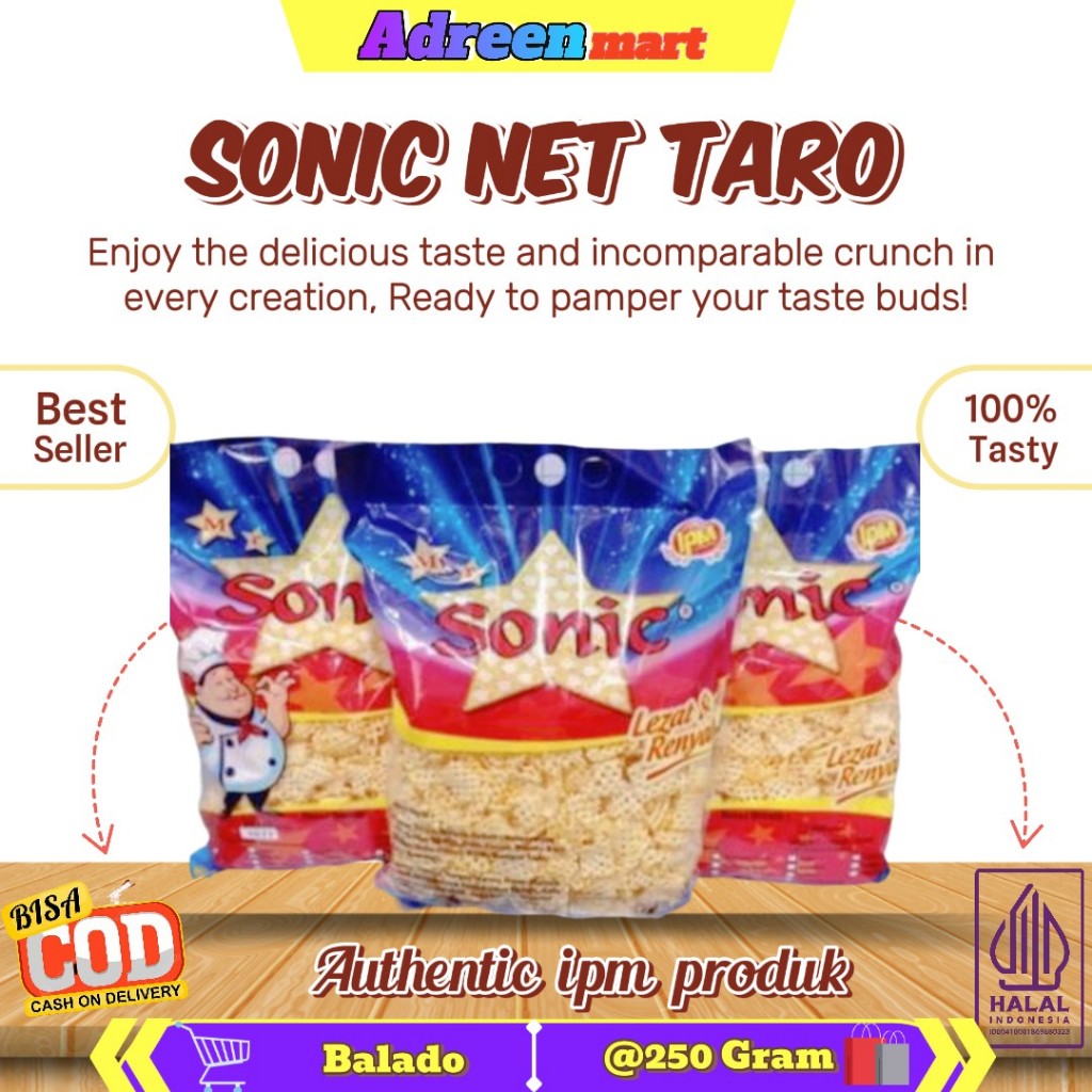 

TARO SNACK SONIC NET CHIKI JARING ALL VARIAN 250 GRAM