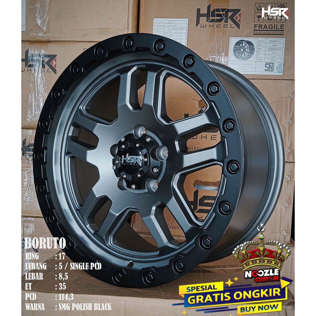 Velg Mobil Rush Terios Xpander R17 HSR R17 Lubang 5 Type Boruto Pelek Offroad R17