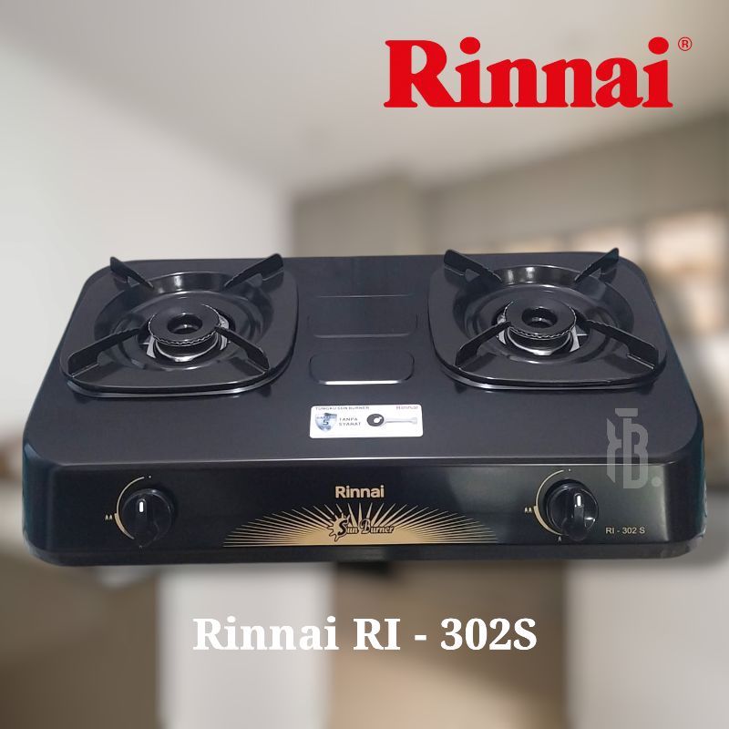 Rinnai RI-302S Kompor 2 Tungku Rinnai Sun Burner Black