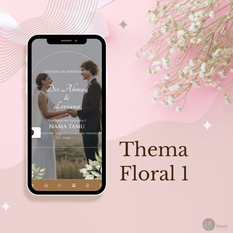 Undangan nikah digital web murah thema flora, lengkap, dengan galery, free filter instagram