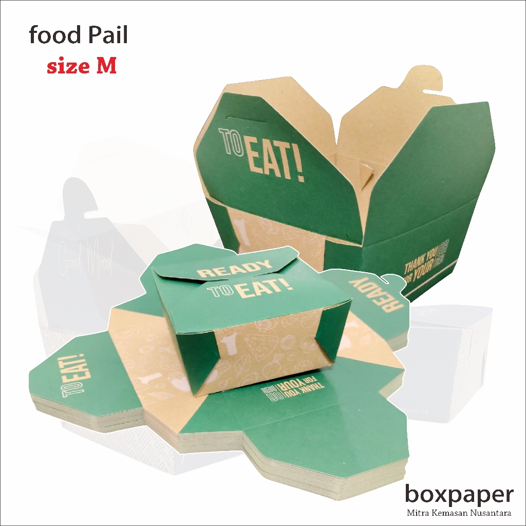 Foodpail size M Paper Box Kraft Lamiansi Dus Makanan Eco Ayam Nasi Goreng Nasi Kuning Mie Gacoan Ant