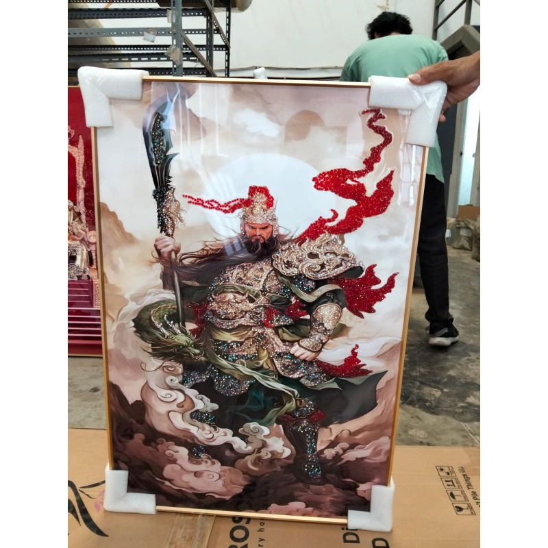 lukisan Porcelain Painting 5D Diamond Crystal gambar dewa Kwan Kong naga bisa custom