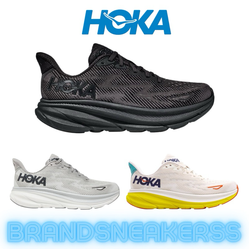 HOKA CLIFTON 9 BLACK GREY EGGNOG ORIGINAL