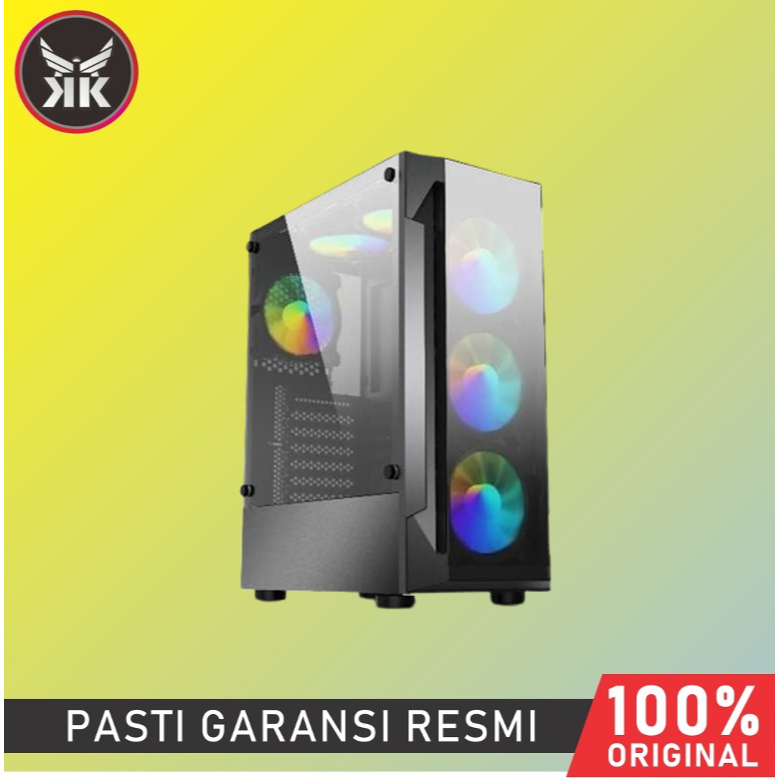 CASING KOMPUTER PC GAMING HOSE GLORI SHINE FREE 3 FAN RGB BLACK