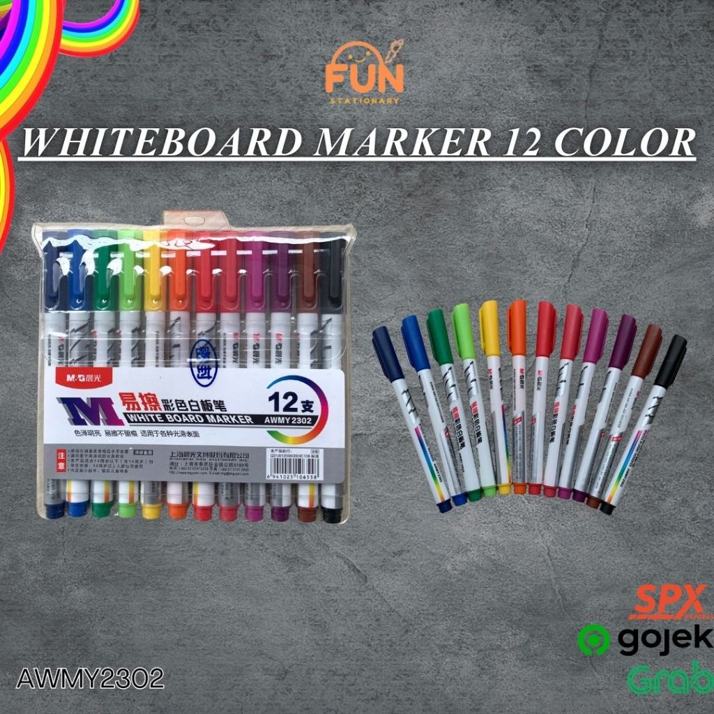

[12 PCS ]SPIDOL PAPAN TULIS KECIL 12 WARNA /WHITEBOARD MARKER 12 COLOUR