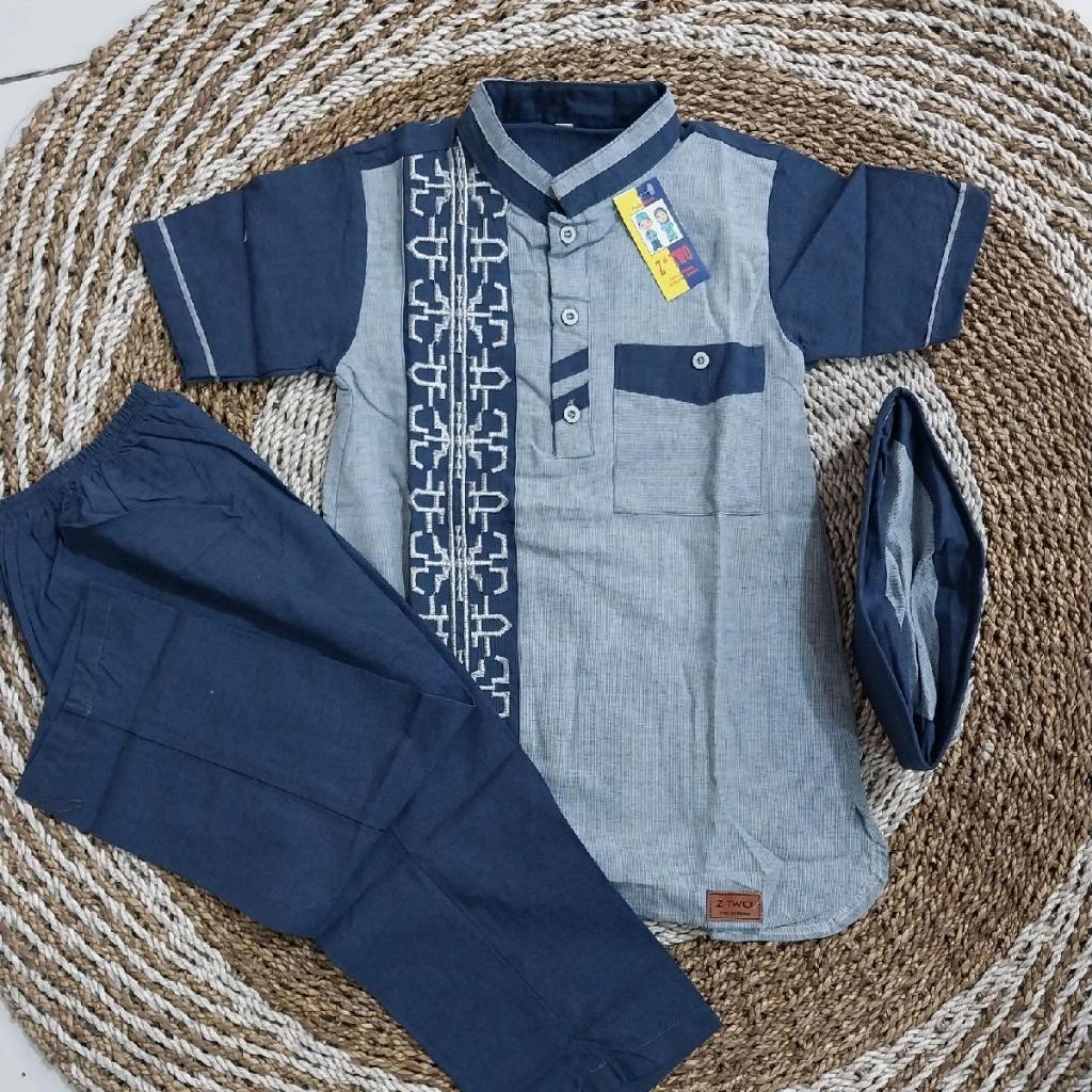 Baju Koko Anak Laki Laki Setelan Koko Anak Bahan Casanopa Premium Baju Muslim Anak 2 - 12 Tahun