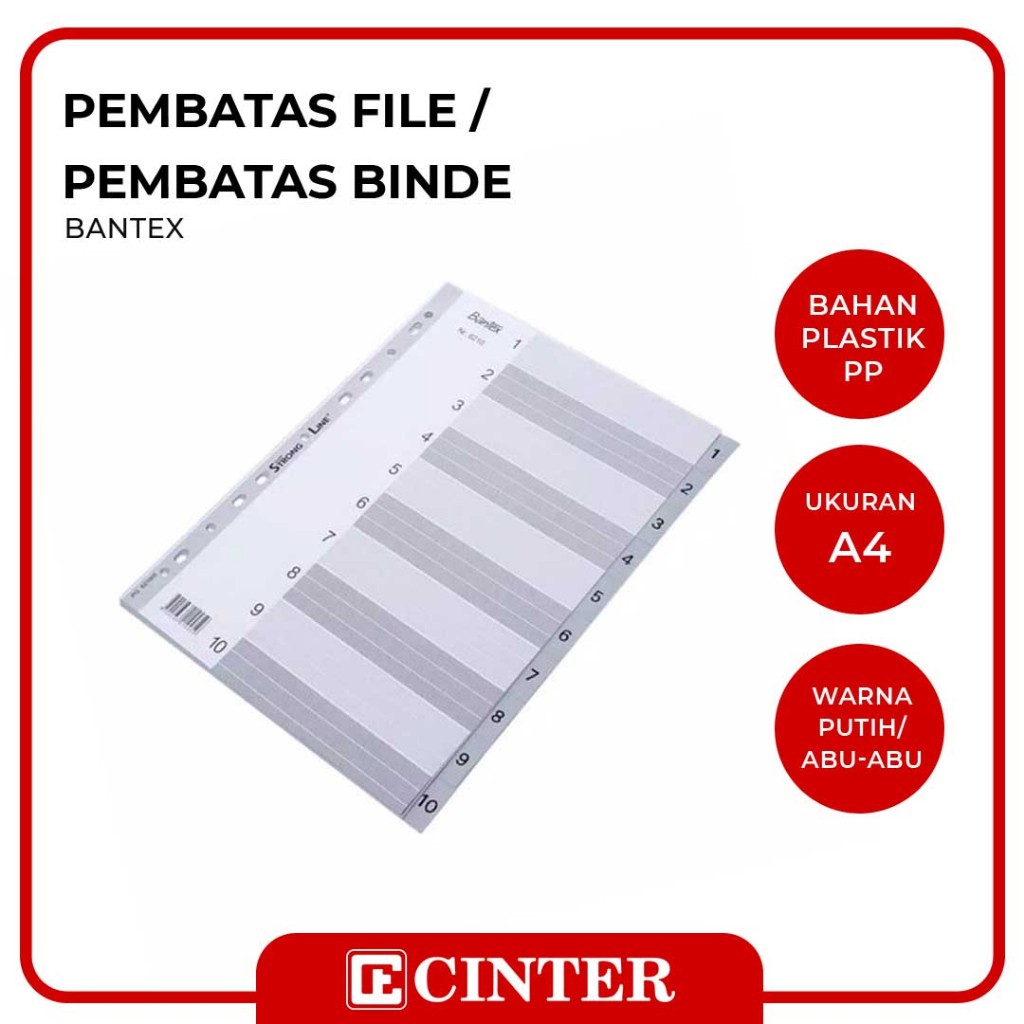 

BANTEX - PEMBATAS FILE / PEMBATAS BINDER / DIVIDER INDEX A4 6210 (D02010117)
