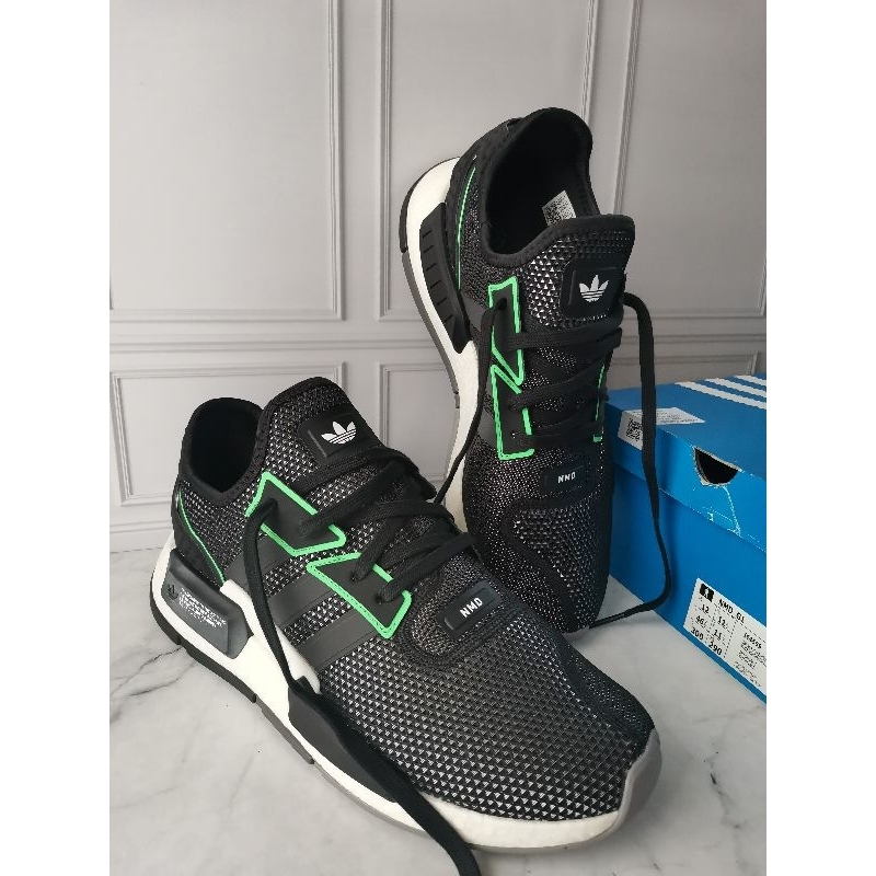 NEW SEPATU ADIDAS NMD G1 BLACK WHITE GREEN Size 46,5 ORIGINAL 1000 %