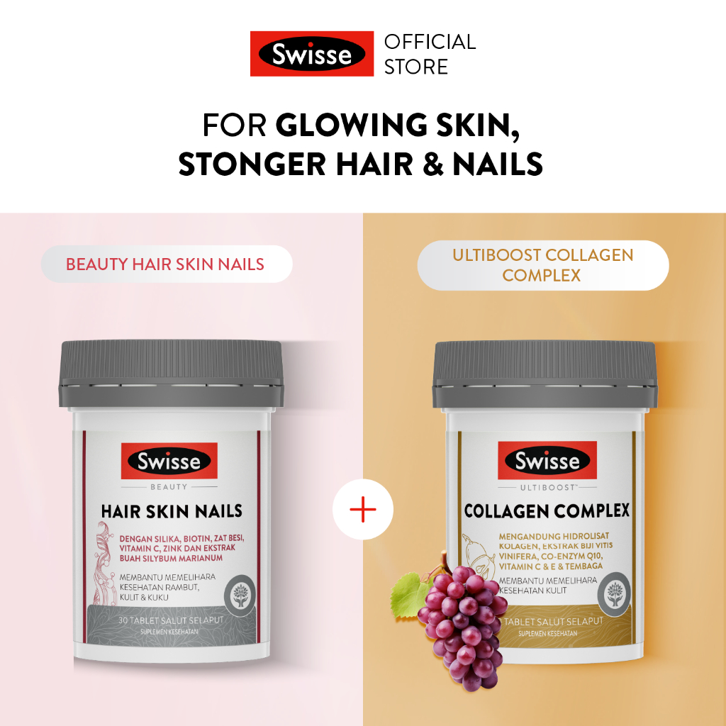 Bundling Swisse Beauty Hair Skin Nails + Swisse Ultiboost Collagen Complex